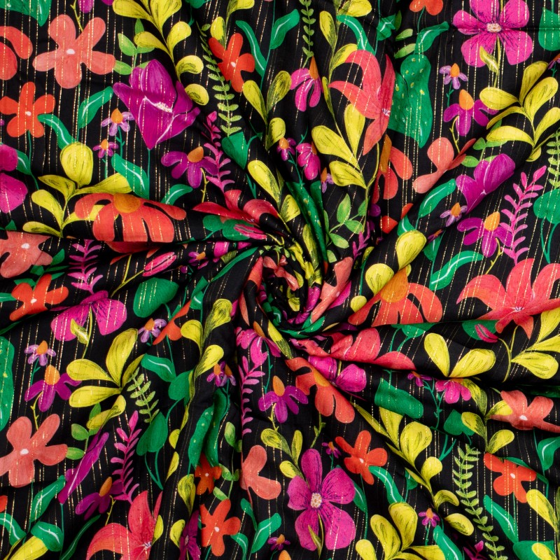 No. 1836 bedruckte Viskose Lurex Blumen