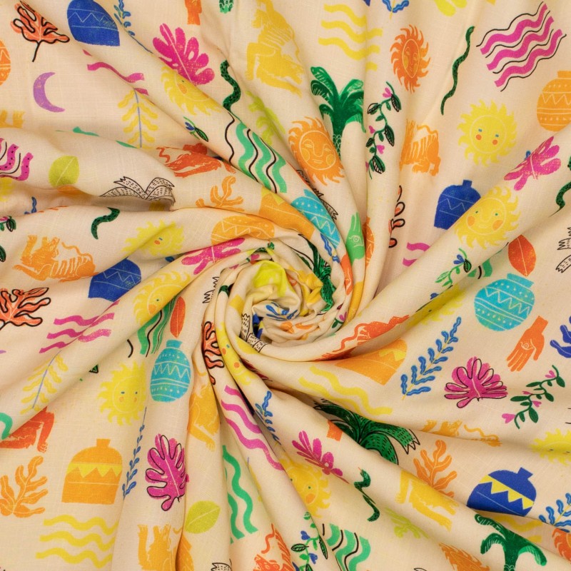 No. 1839 bedruckte Viskose Urlaubsfeeling