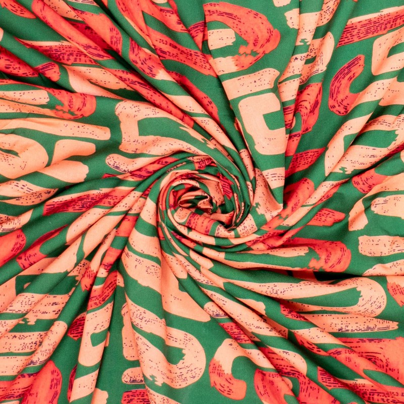 No. 1837 bedruckte Viskose grün rot