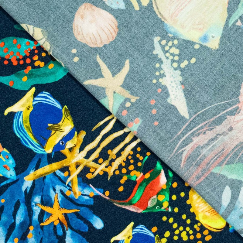 No. 1838 bedruckte Viskose Ocean life