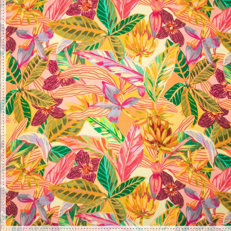 No. 1841 bedruckter Viskosecrepe bunte Blätter