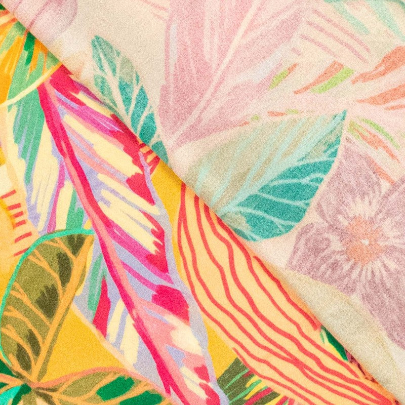 No. 1841 bedruckter Viskosecrepe bunte Blätter