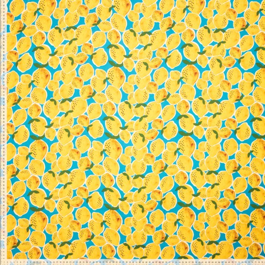 No. 2003 Viskosesatin Zitronen gelb blau
