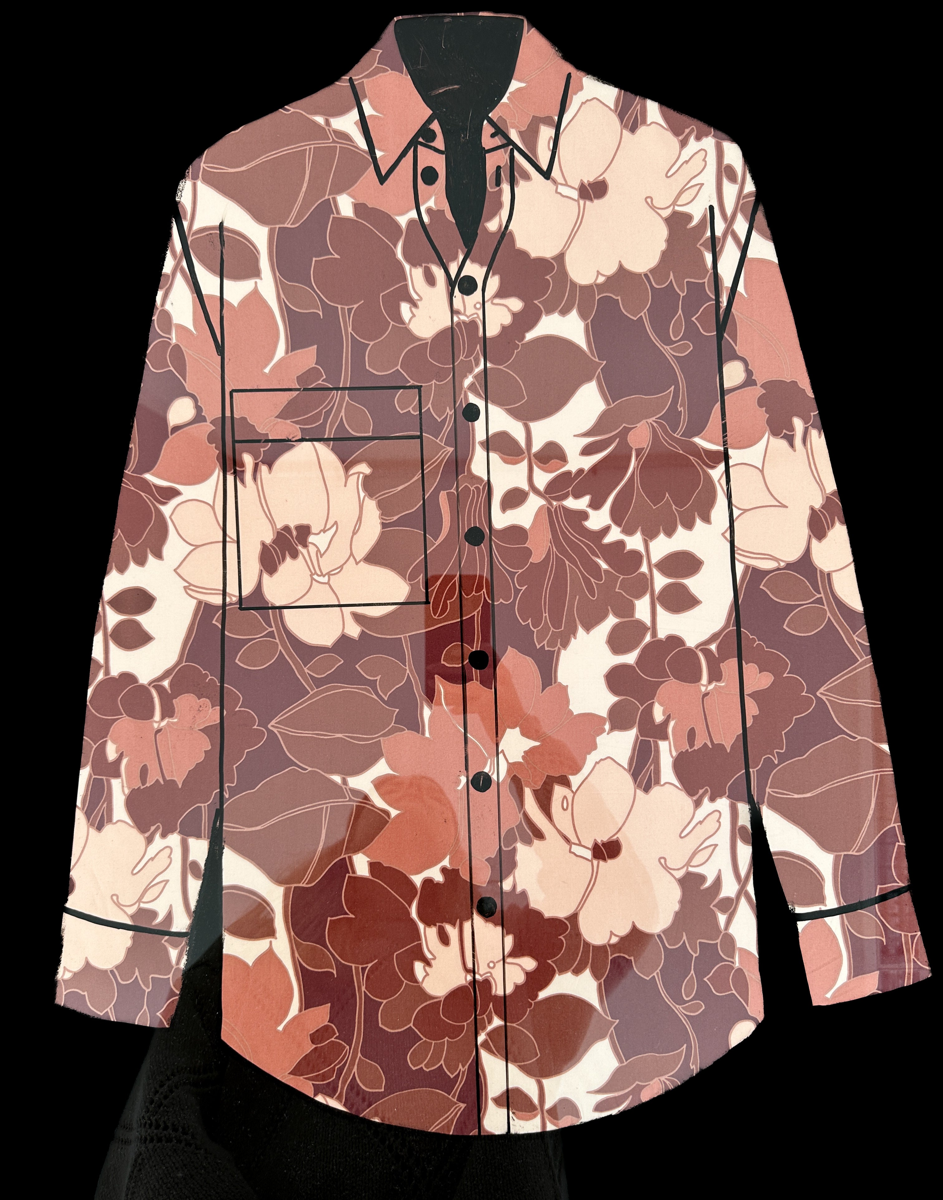 No. 1612 Baumwollprint Blumen rot braun