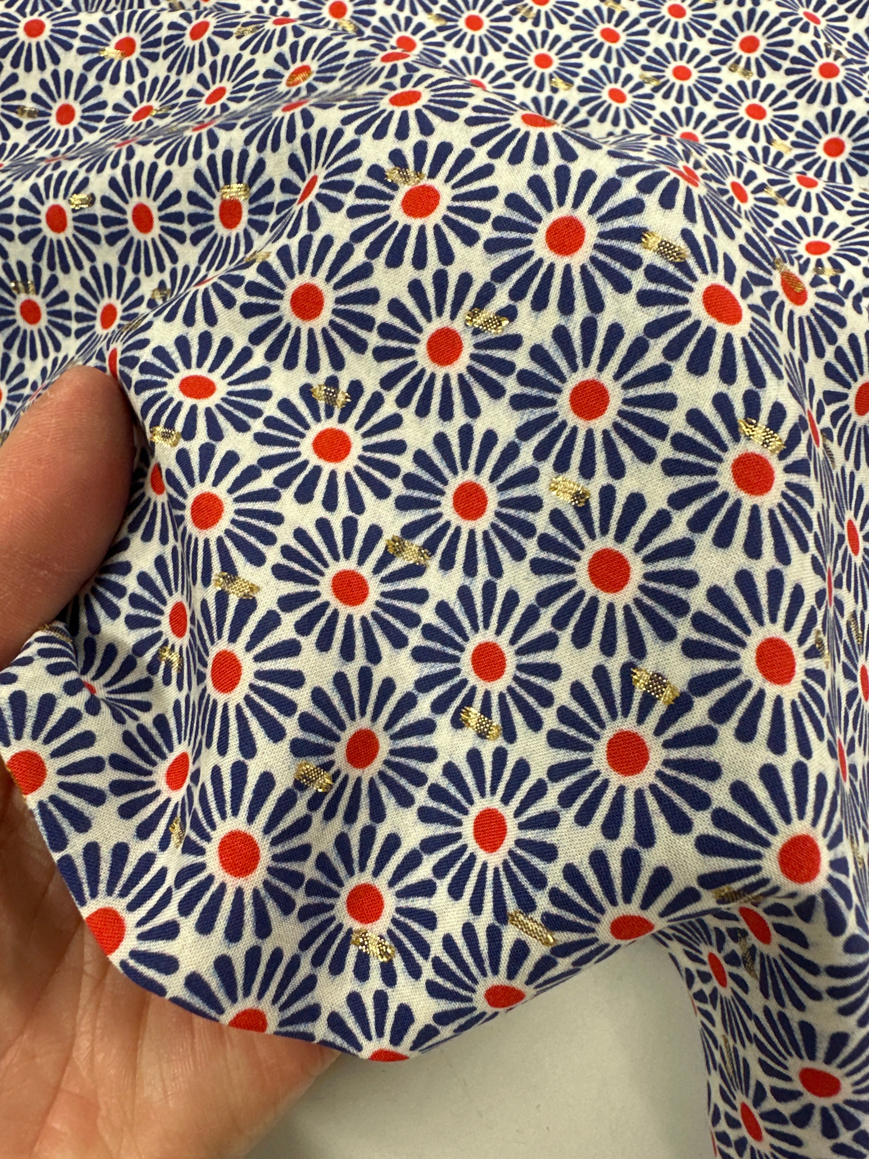 B-Ware No. 1584 Viskose Print mit Lurex blau