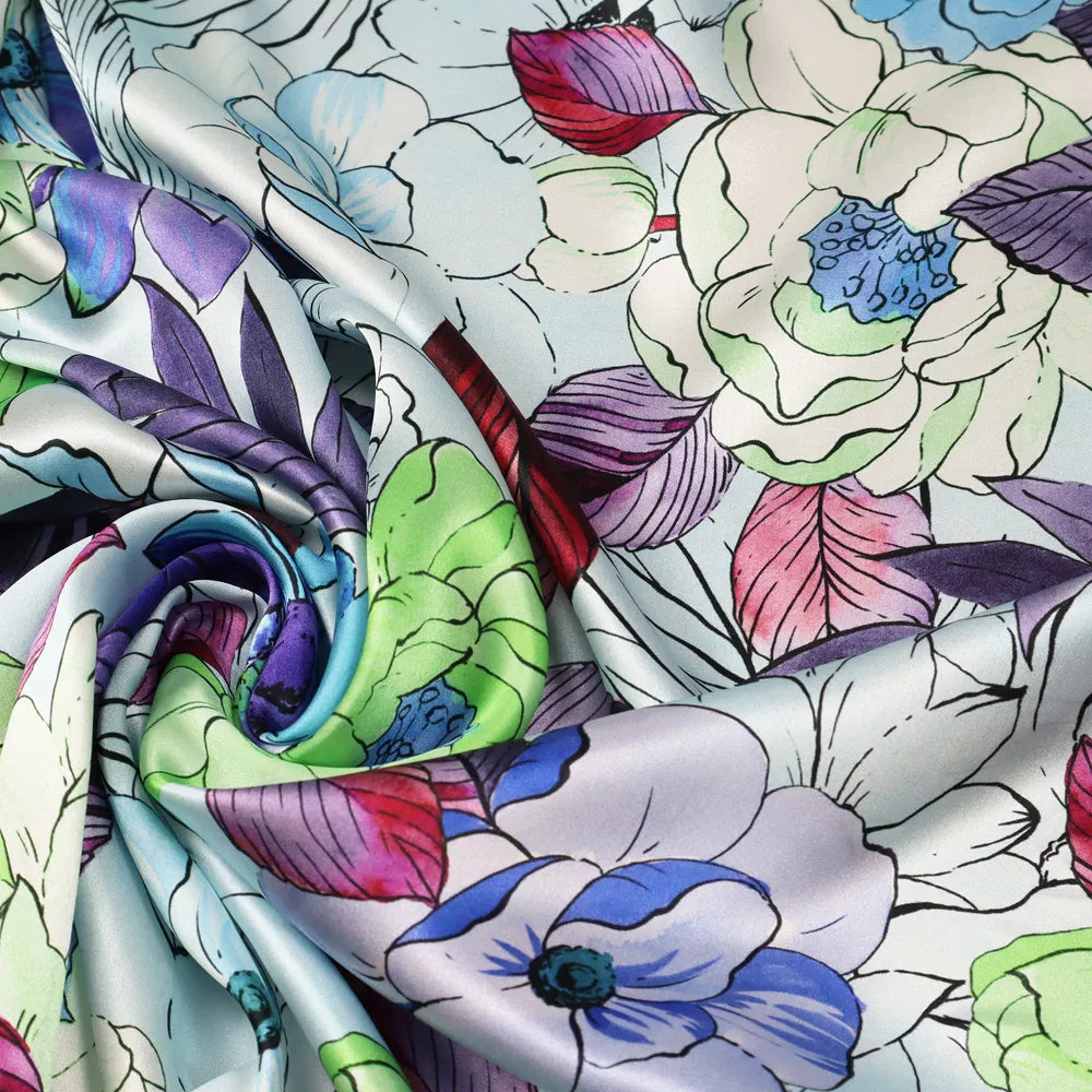 No. 1769 Twilly Seidensatin blaue Blumen