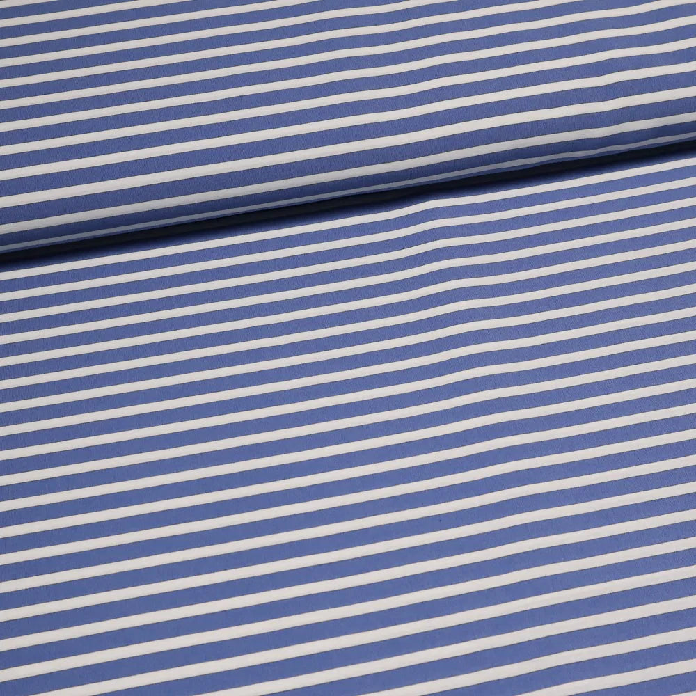 No. 1410 Baumwoll-Poplin Stretch blau | weiß gestreift