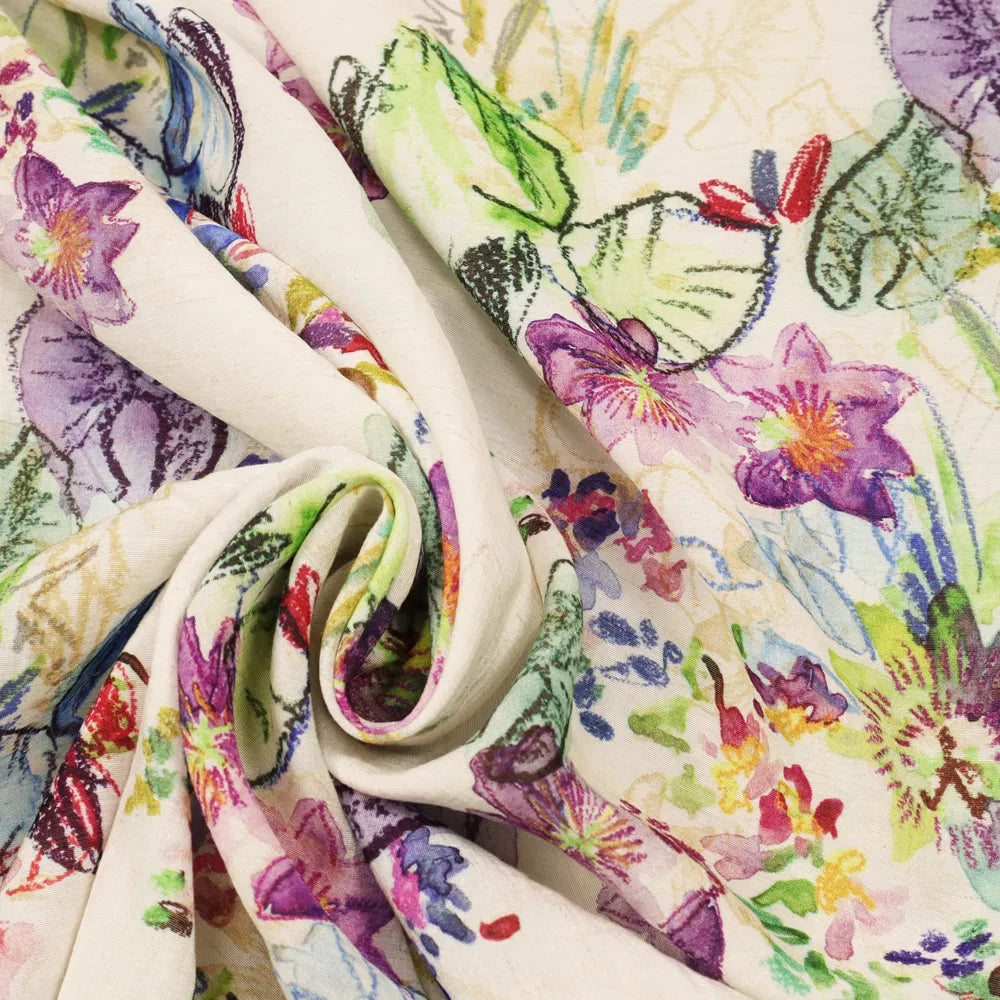 No. 1773 Viskose-Leinen Mix Aquarell Blumen