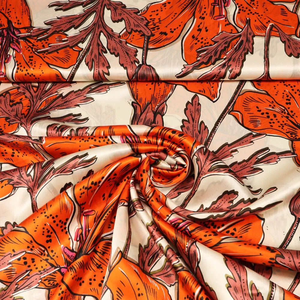 No. 1767 Twilly Seidensatin orange Blumen