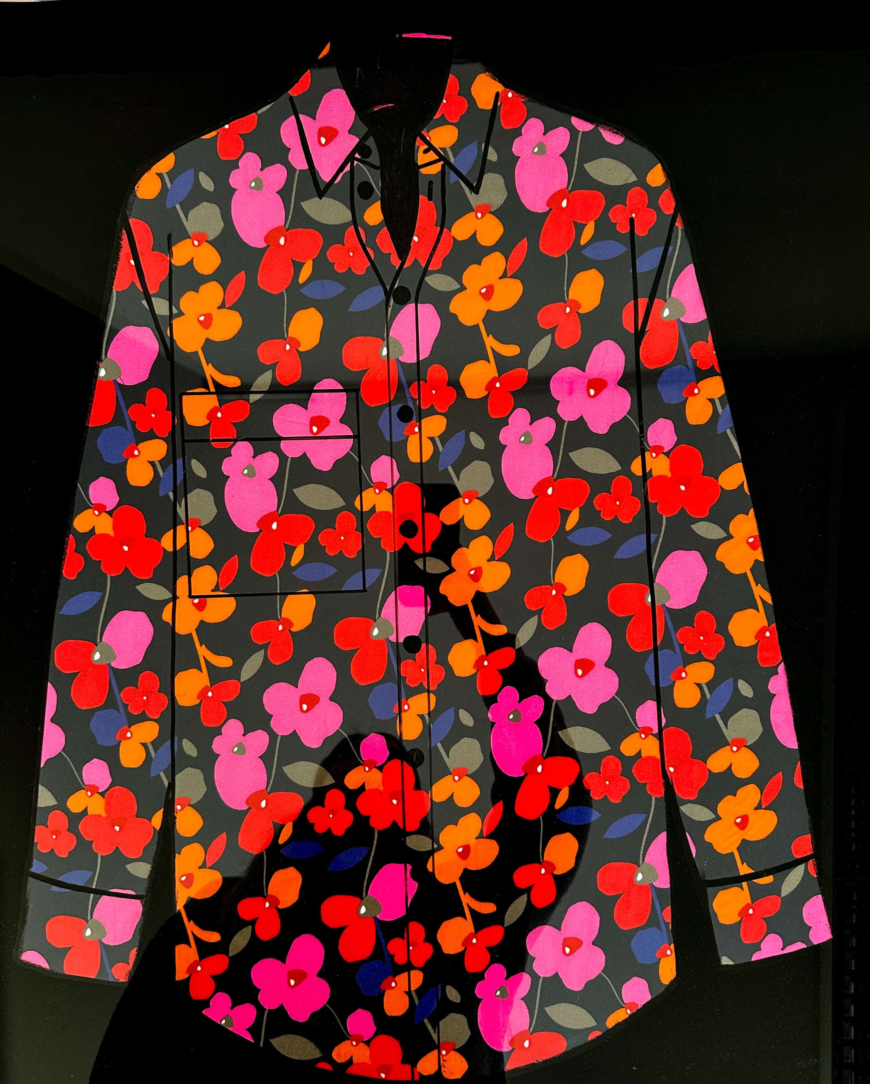 No. 1610 Viskose Druck Blumen orange pink