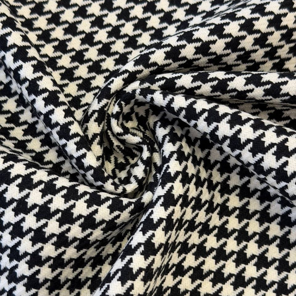 No. 2164 Mantelstoff Hahnentritt schwarz weiß