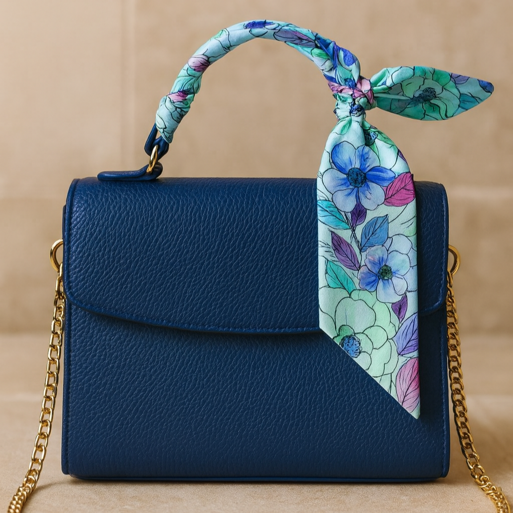 No. 1769 Twilly Seidensatin blaue Blumen