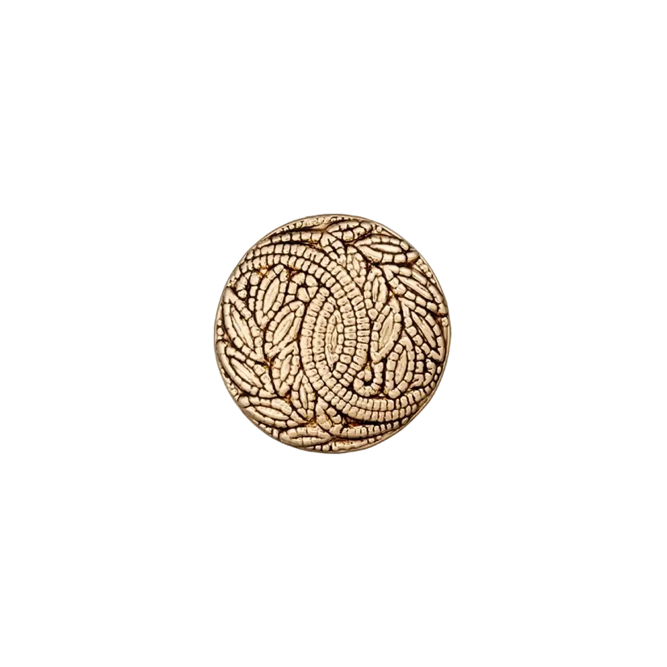 Polyester button eyelet, metallized 15mm old gold