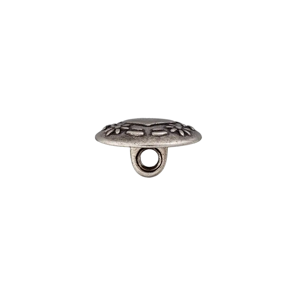 Traditional button eyelet heart&flowers 15mm antique silver