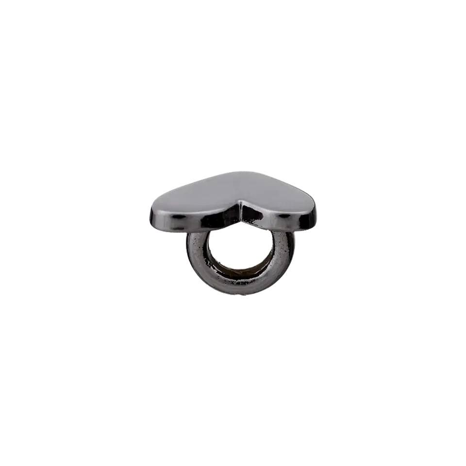 Bouton métal oeillet coeur 8mm anthracite