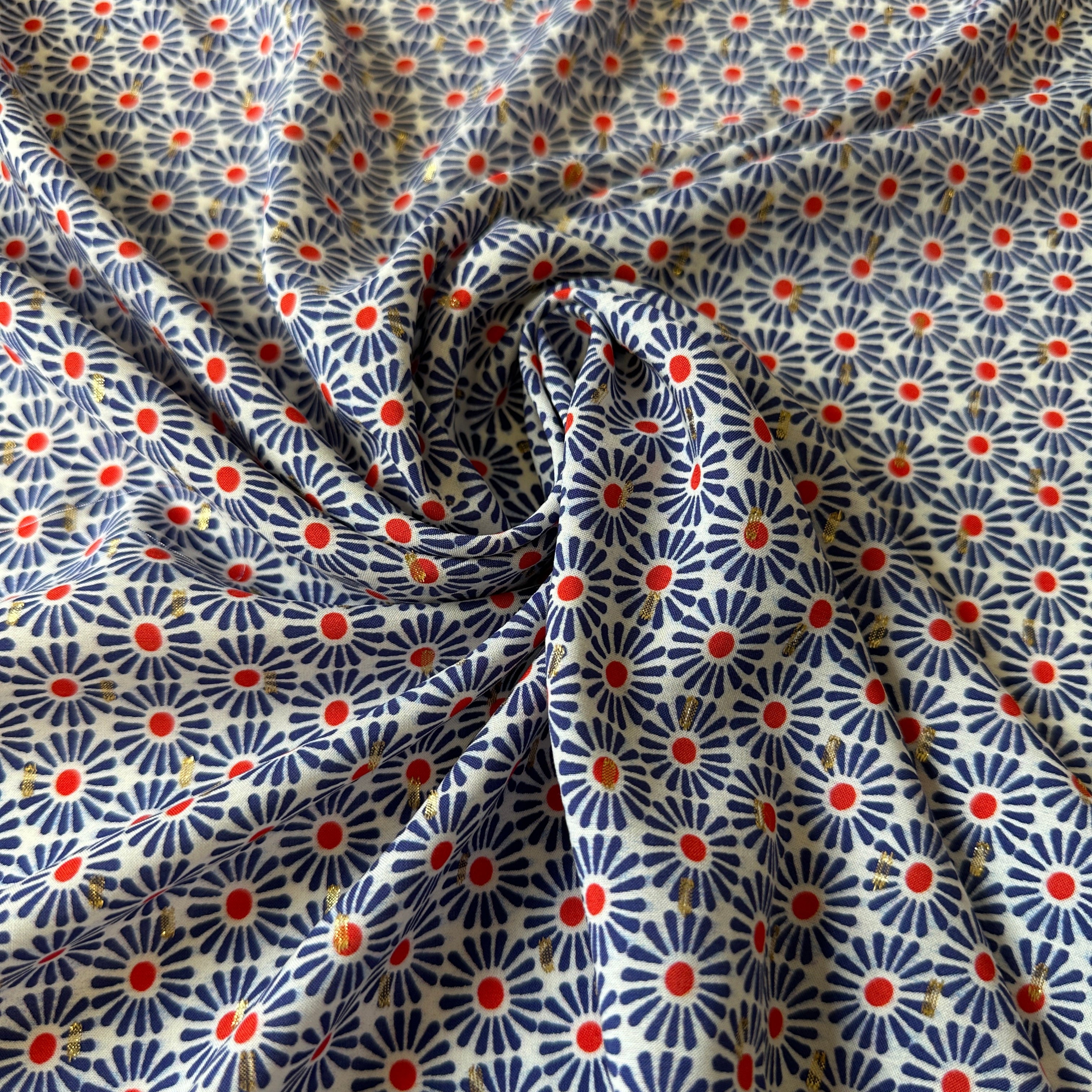 B-Ware No. 1584 Viskose Print mit Lurex blau