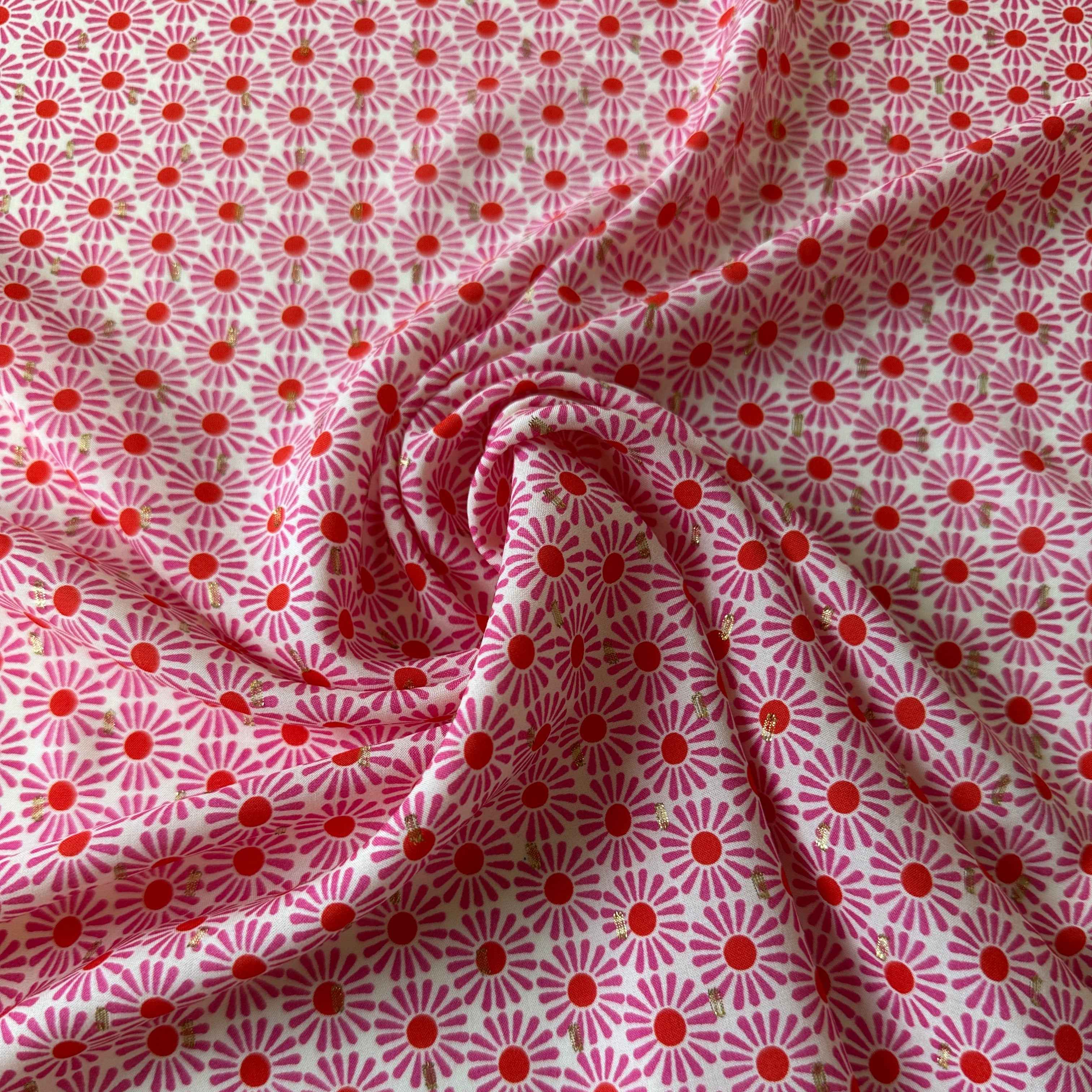 No. 1588 Viskose Print mit Lurex pink