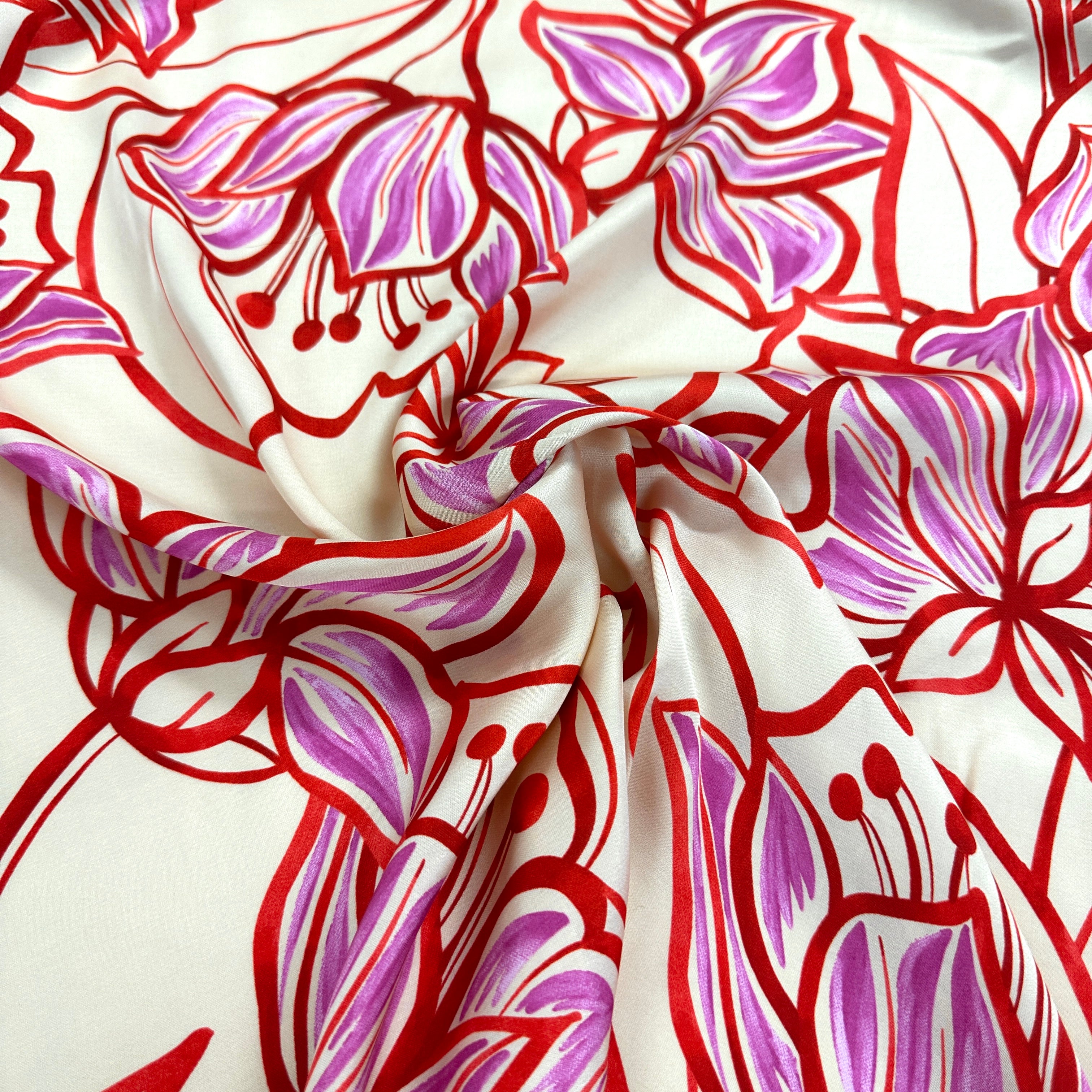 No. 1732 Viskosesatin bedruckt rosa | 2,00m