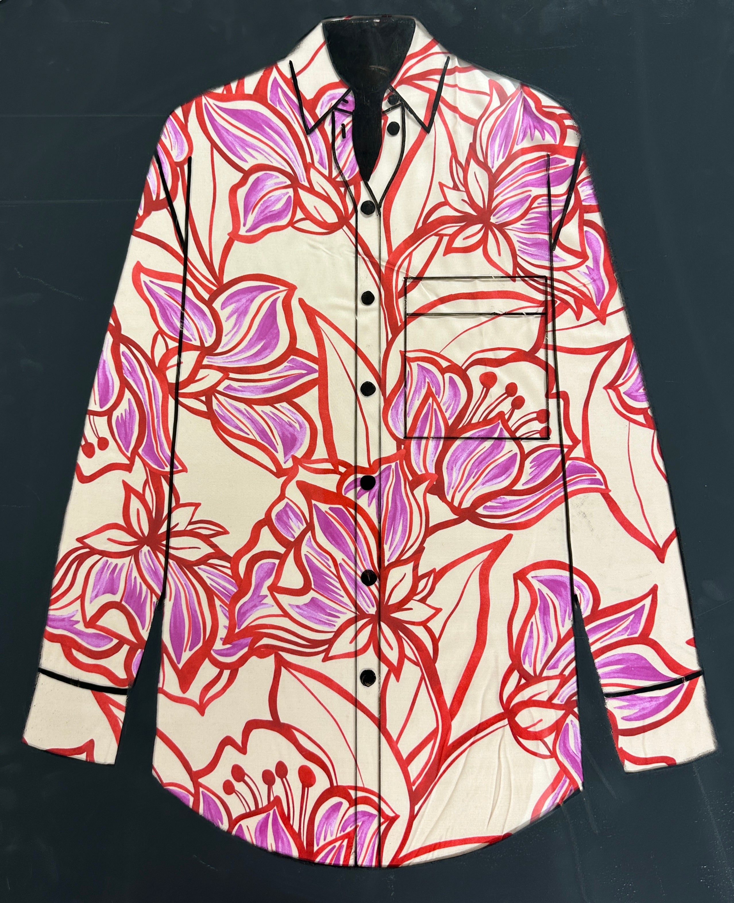 No. 1732 Viskosesatin bedruckt rosa | 2,00m