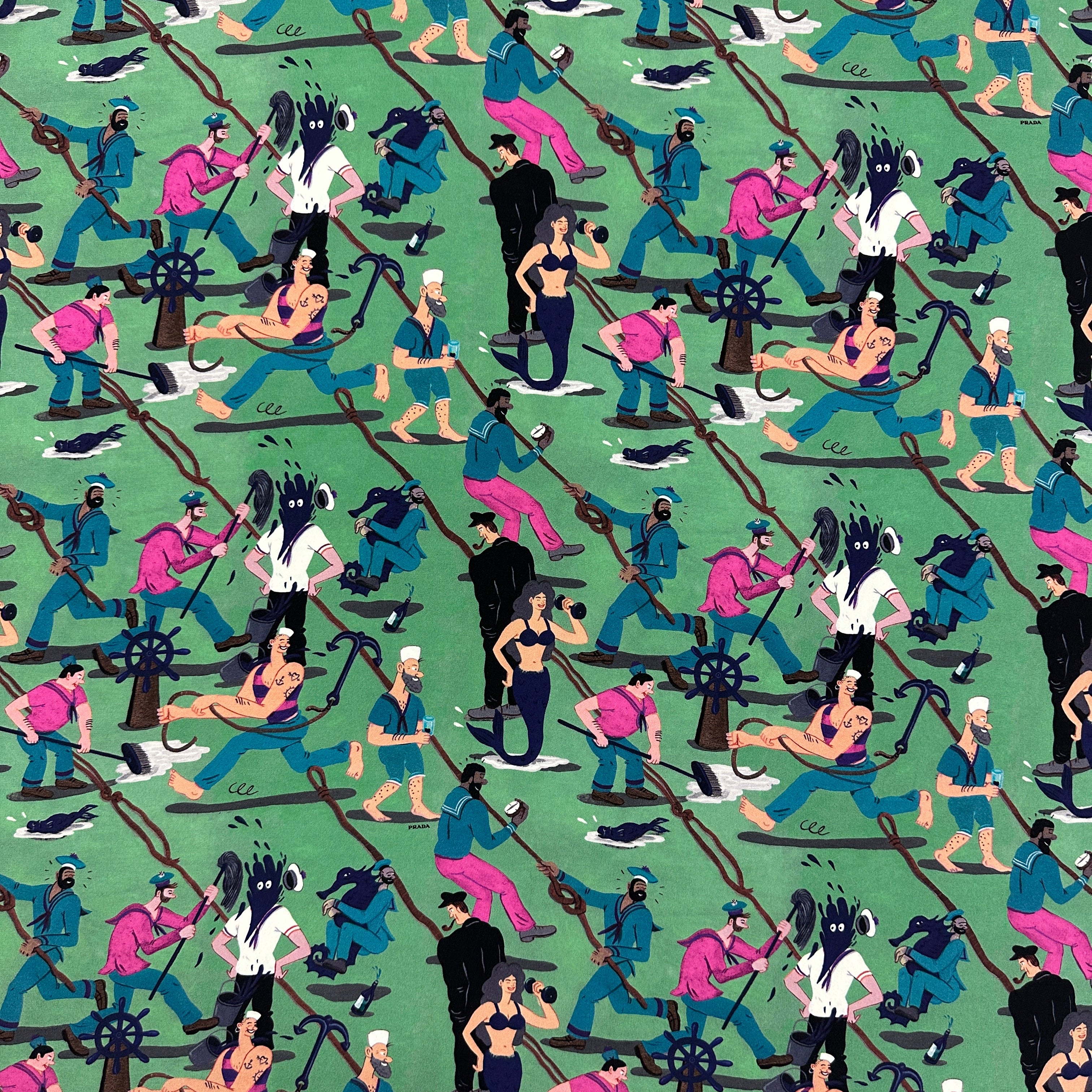 2K0T5 - Seidencrepe Seemänner Prada