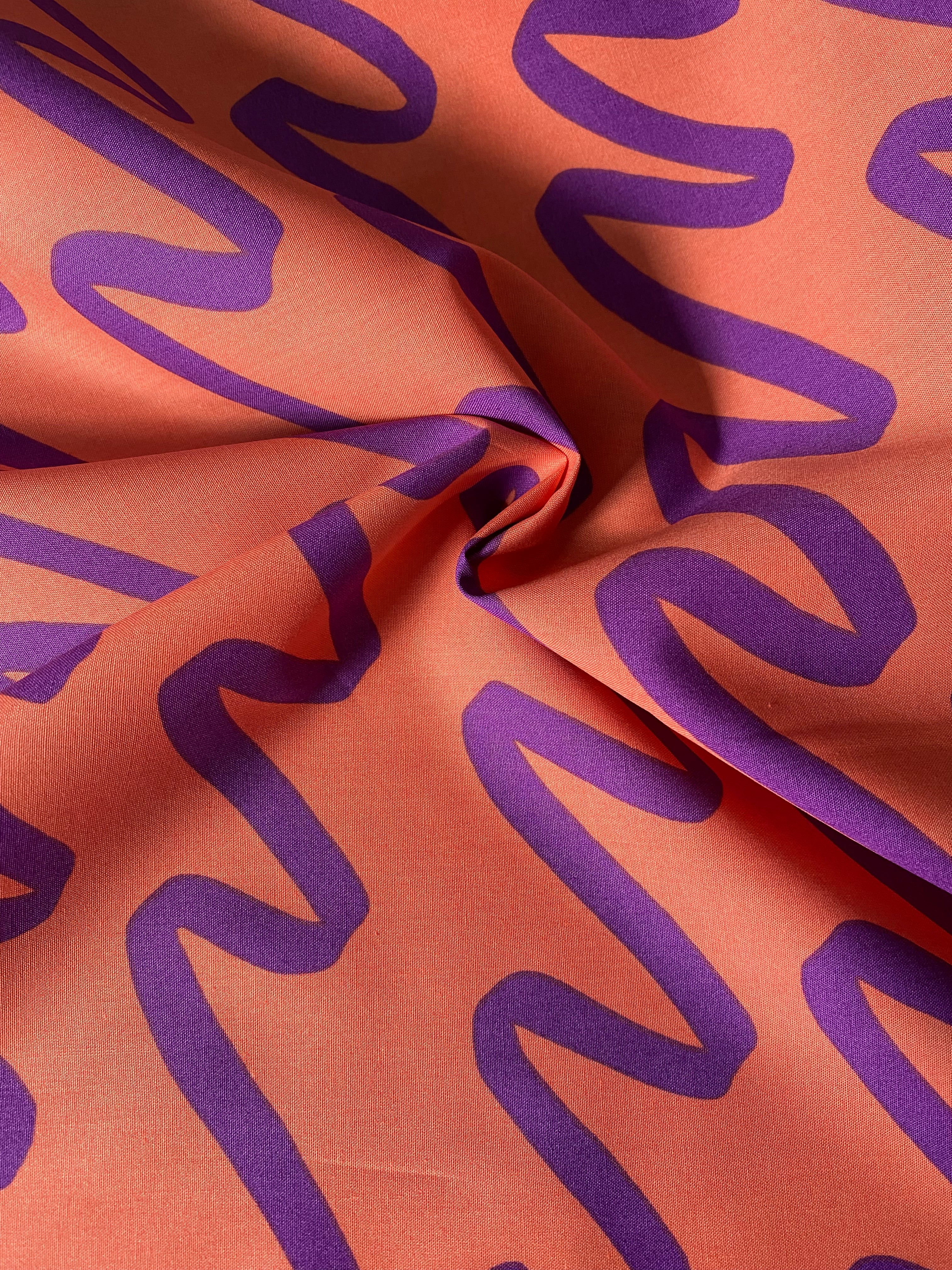 No. 1206 Cotton Poplin Swirls coral purple