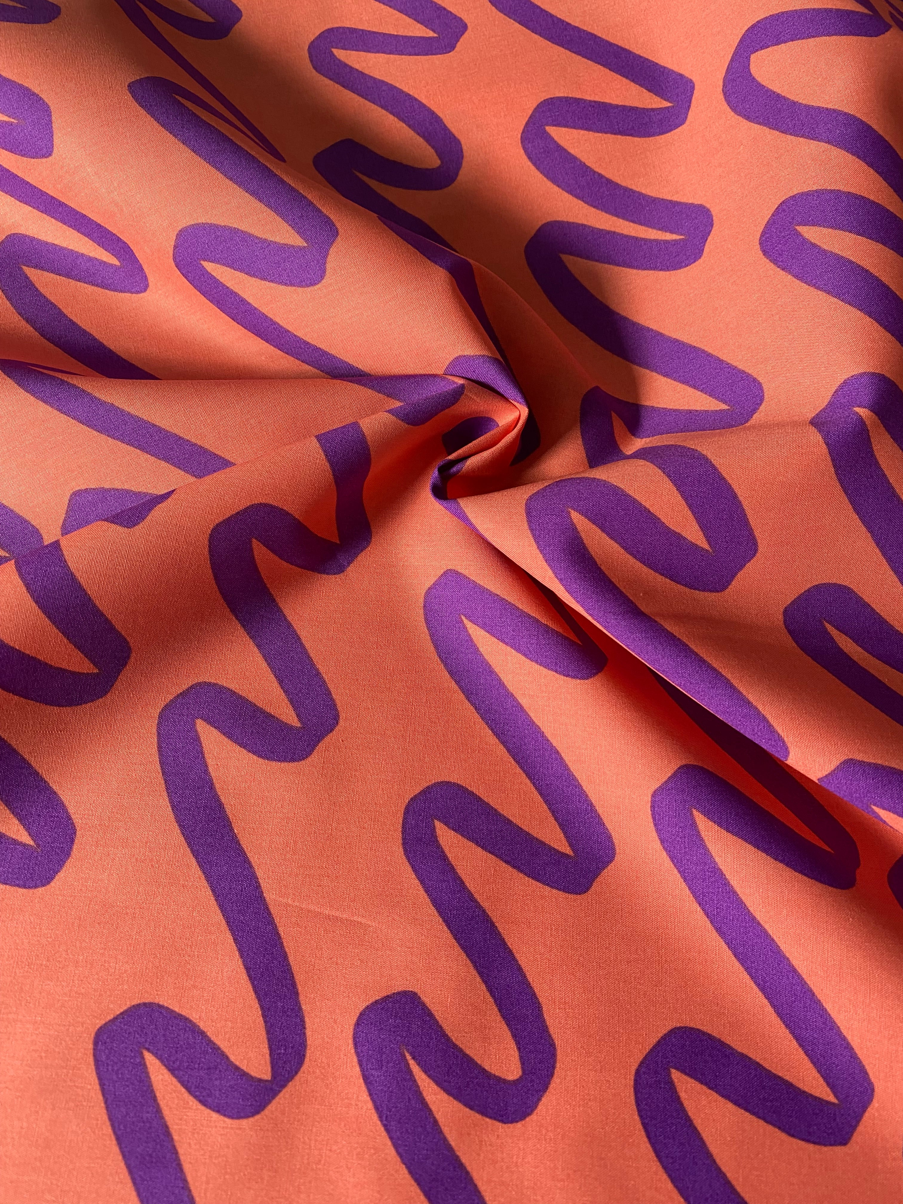 No. 1206 Cotton Poplin Swirls coral purple