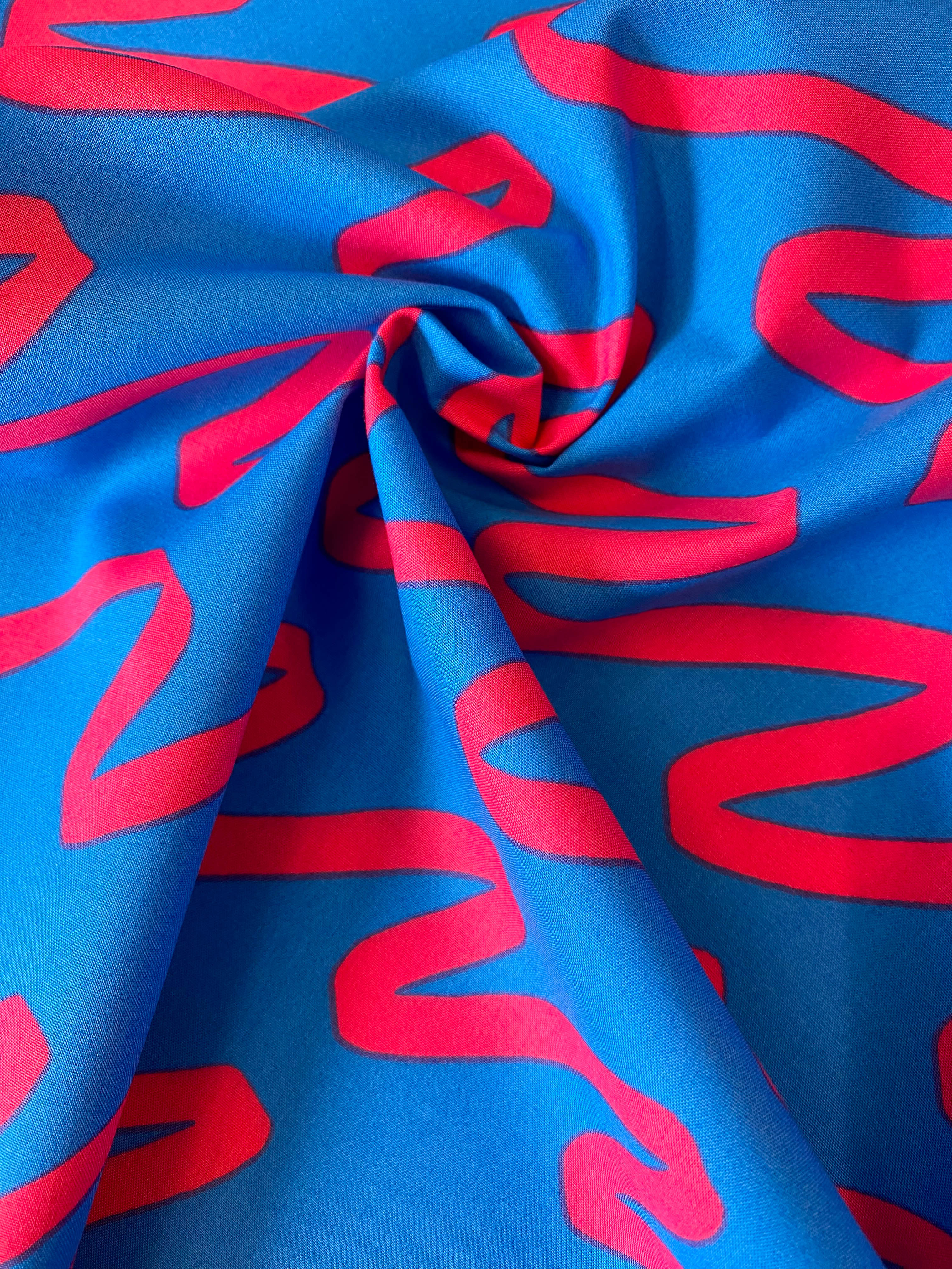 No. 1203 Baumwoll Poplin Swirls blau pink