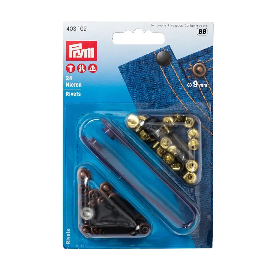 Rivets 9 mm old copper/blued