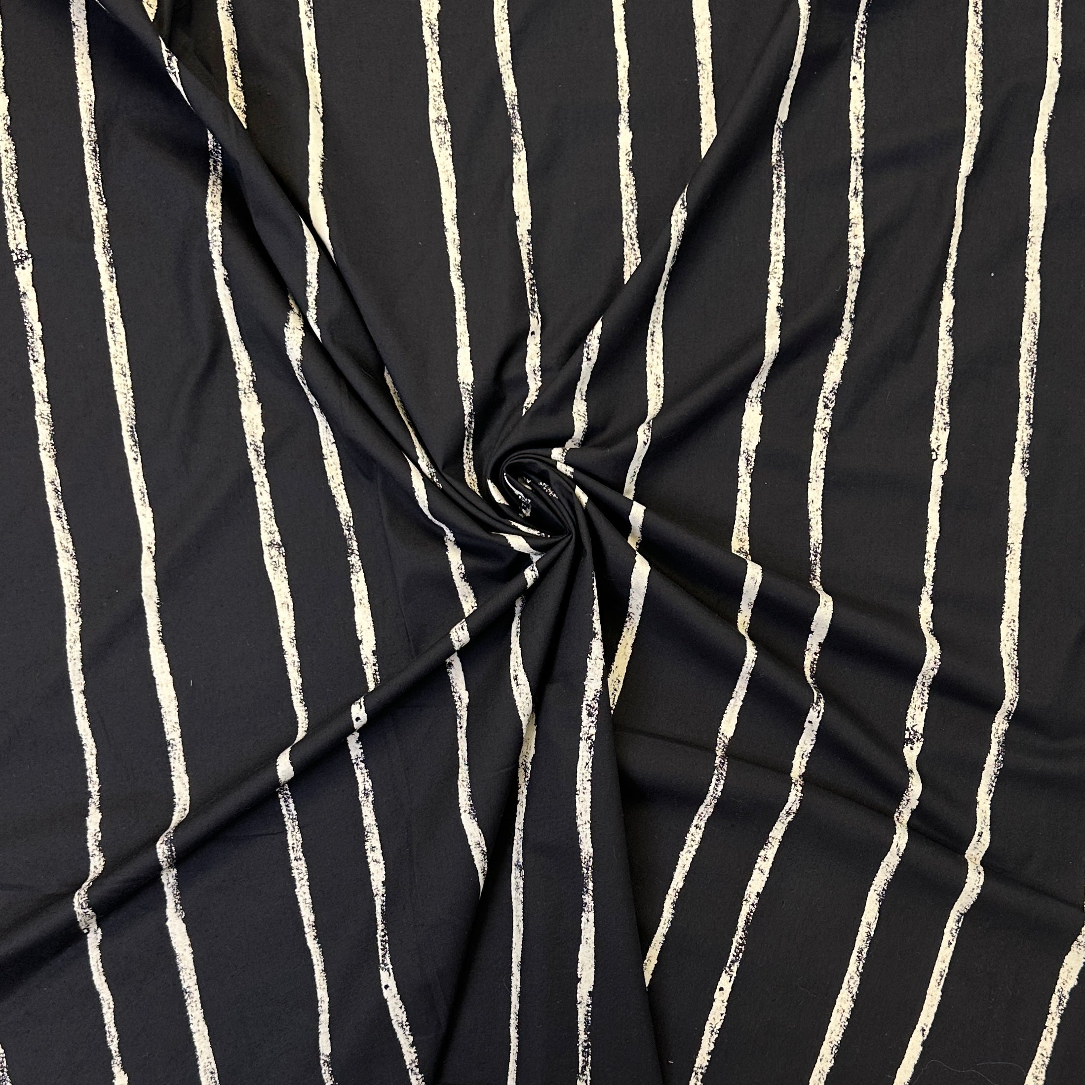 No. 1394 Baumwoll Poplin Pinselstreifen schwarz | beige | 1,50m