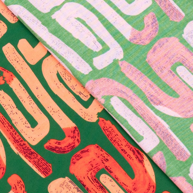 No. 1837 bedruckte Viskose grün rot
