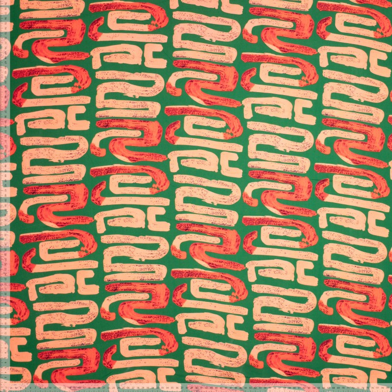 No. 1837 bedruckte Viskose grün rot