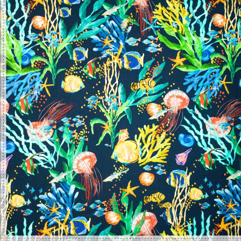 No. 1838 bedruckte Viskose Ocean life