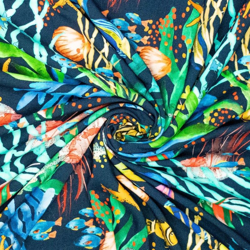 No. 1838 bedruckte Viskose Ocean life