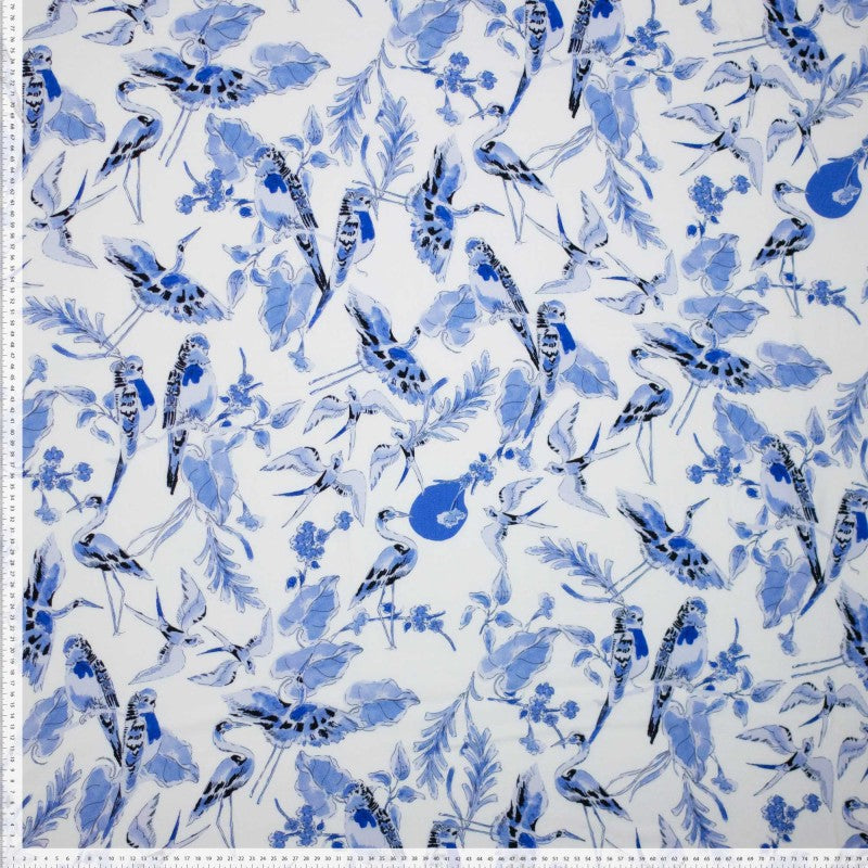 No. 2091 Viskose Vögel blau