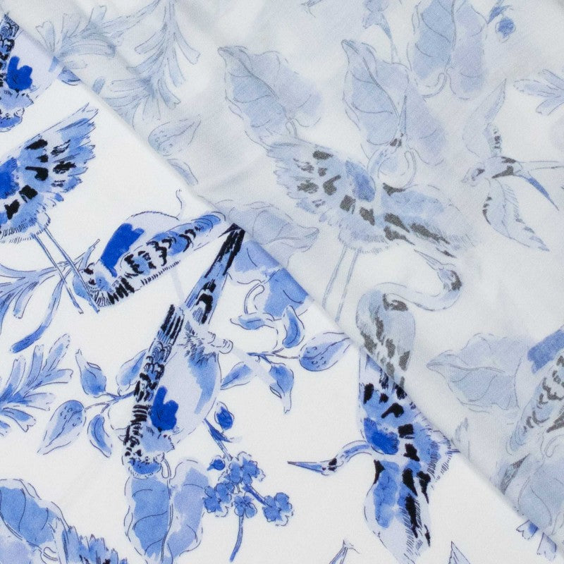 No. 2091 Viskose Vögel blau