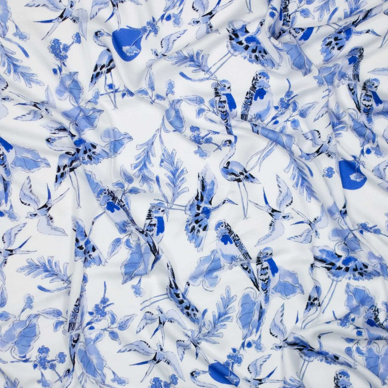 No. 2091 Viskose Vögel blau