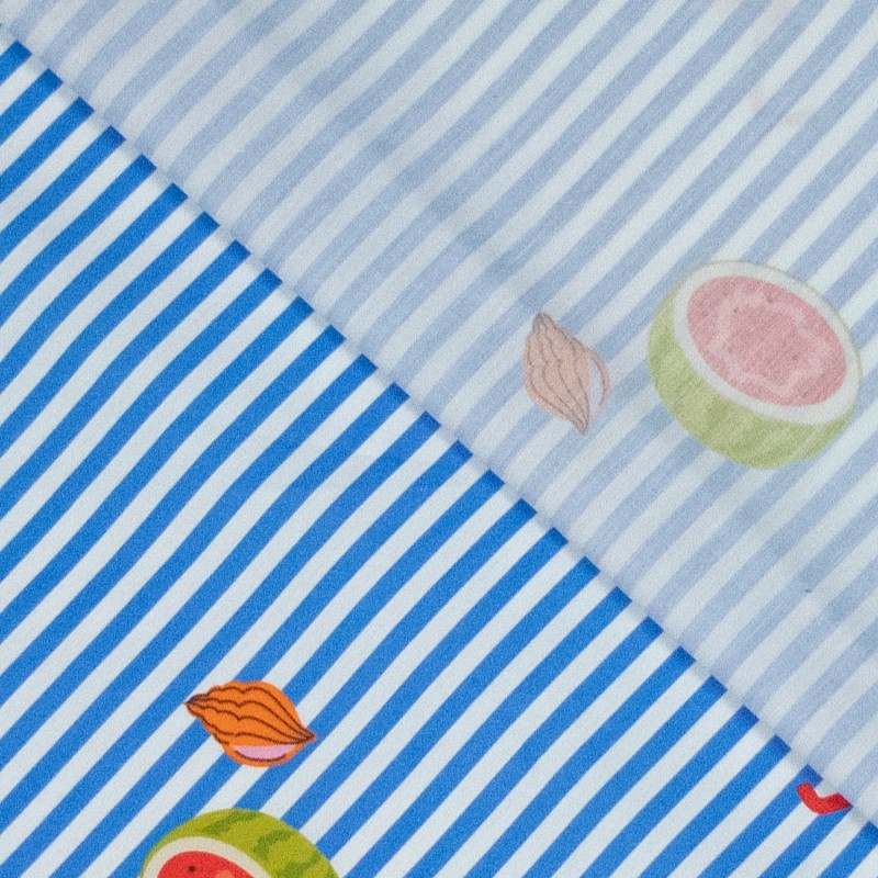 No. 2100 Baumwoll-Poplin Streifen blau