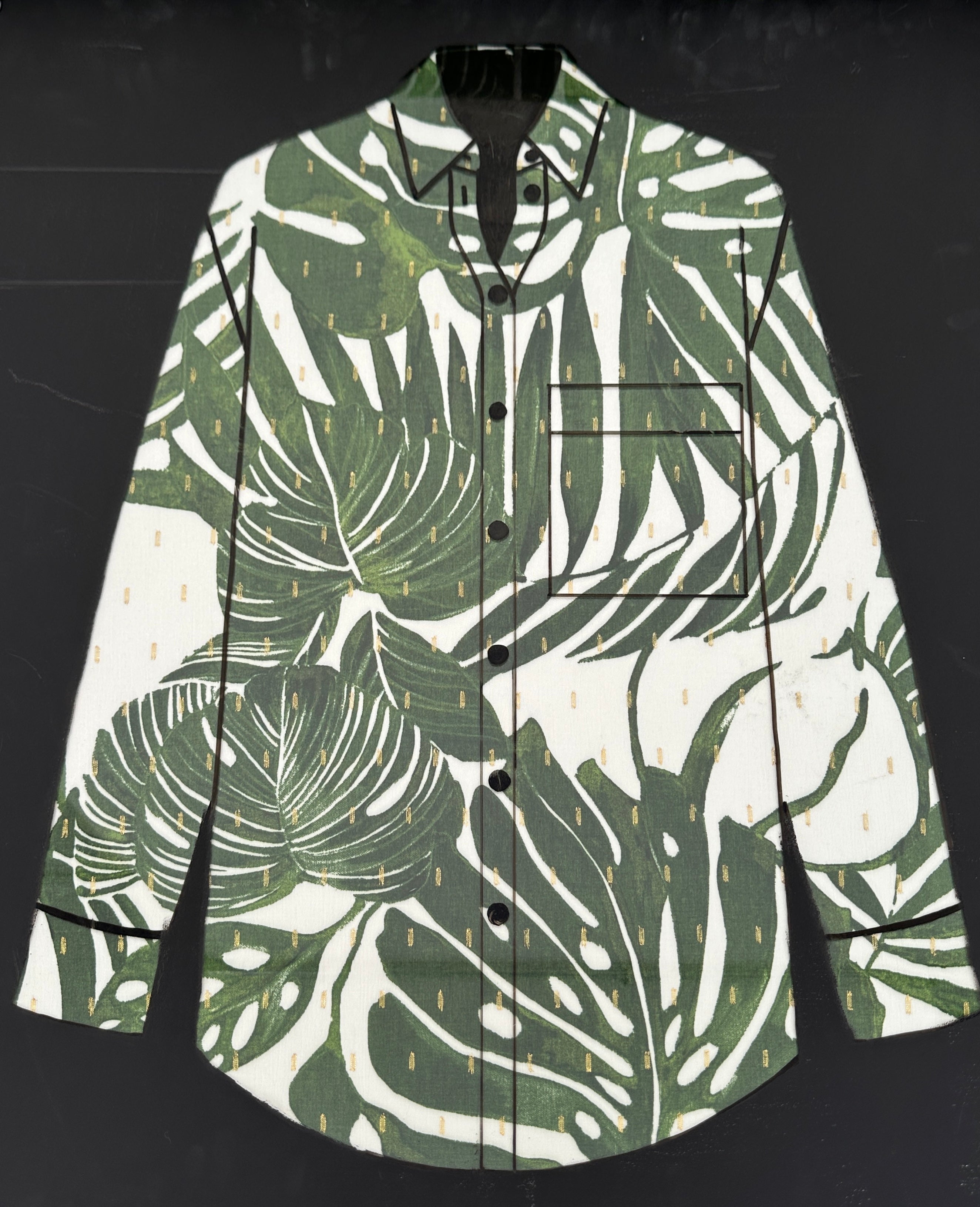 No. 1613 Viskose Druck Palmen Lurex