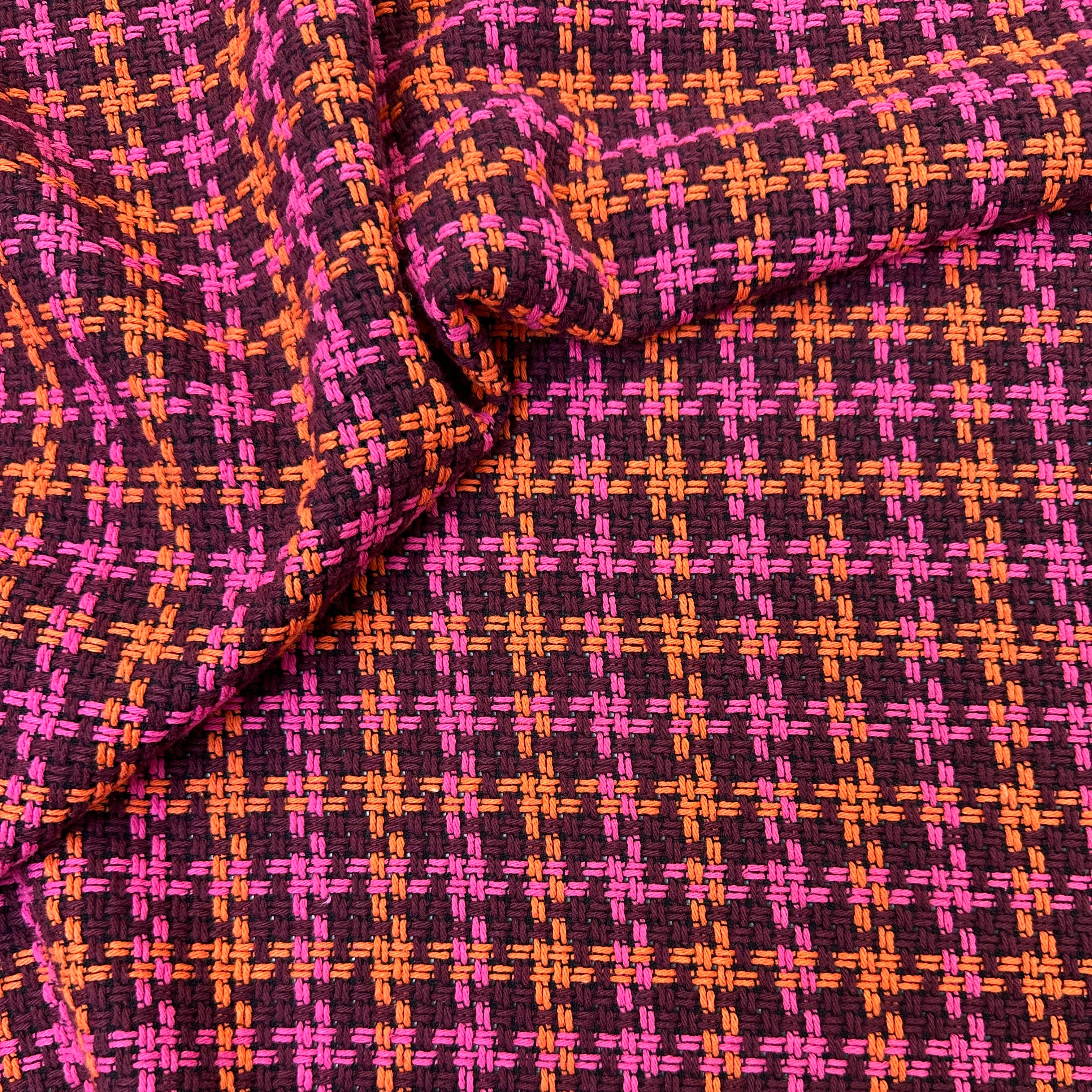 Non. 1397 Tweed pied-de-poule bordeaux | orange | rose