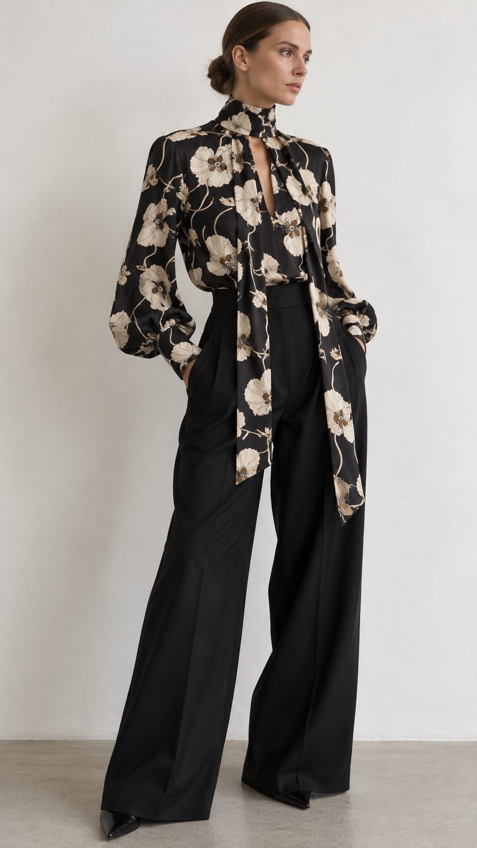 No. 2112 Satin Schwarz Mohnblumen
