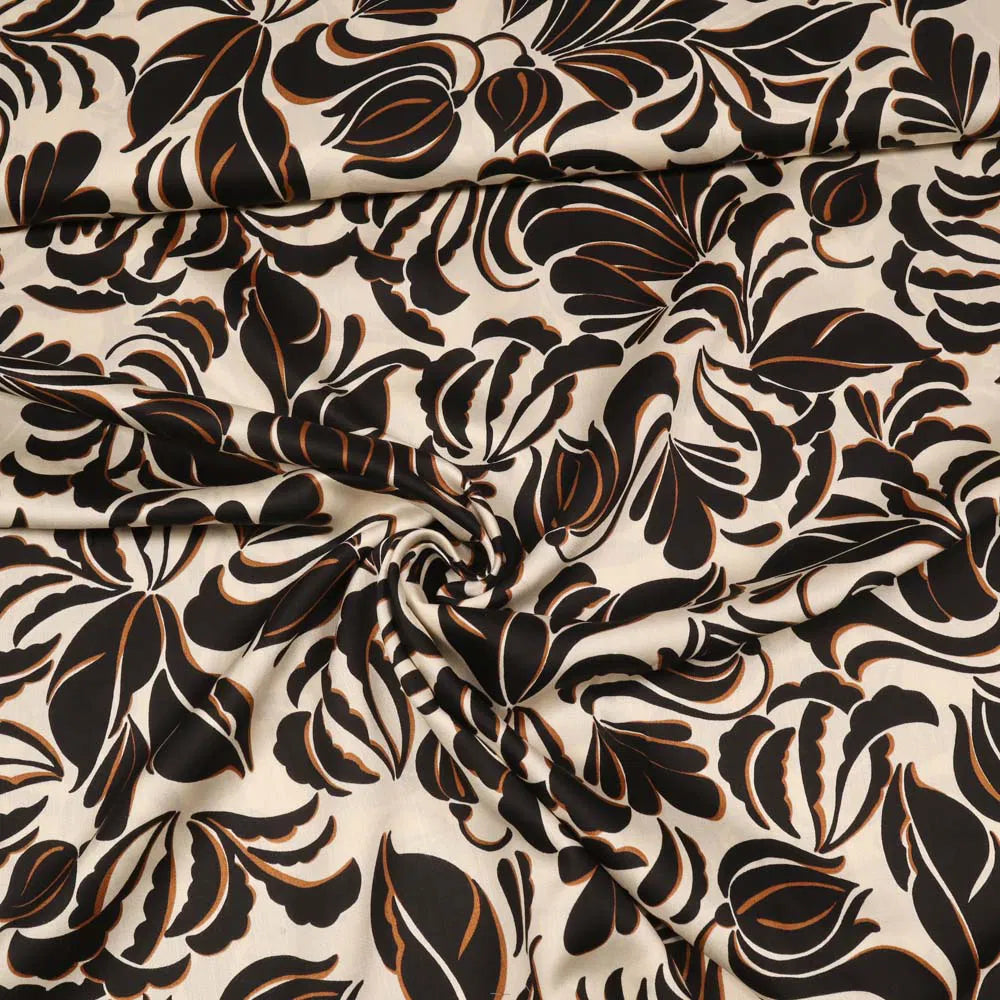 No. 1779 Viskose Blätter ecru schwarz