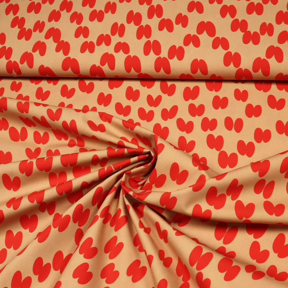 No. 1393 Baumwolle Tupfen beige | hellrot | 1,50m