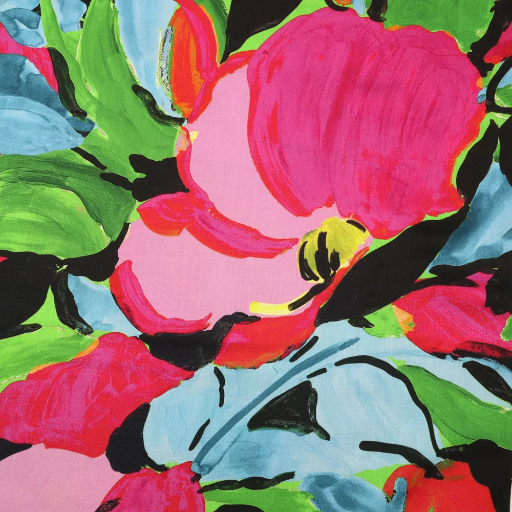 No. 1778 Viskose Satin pinke Blumen