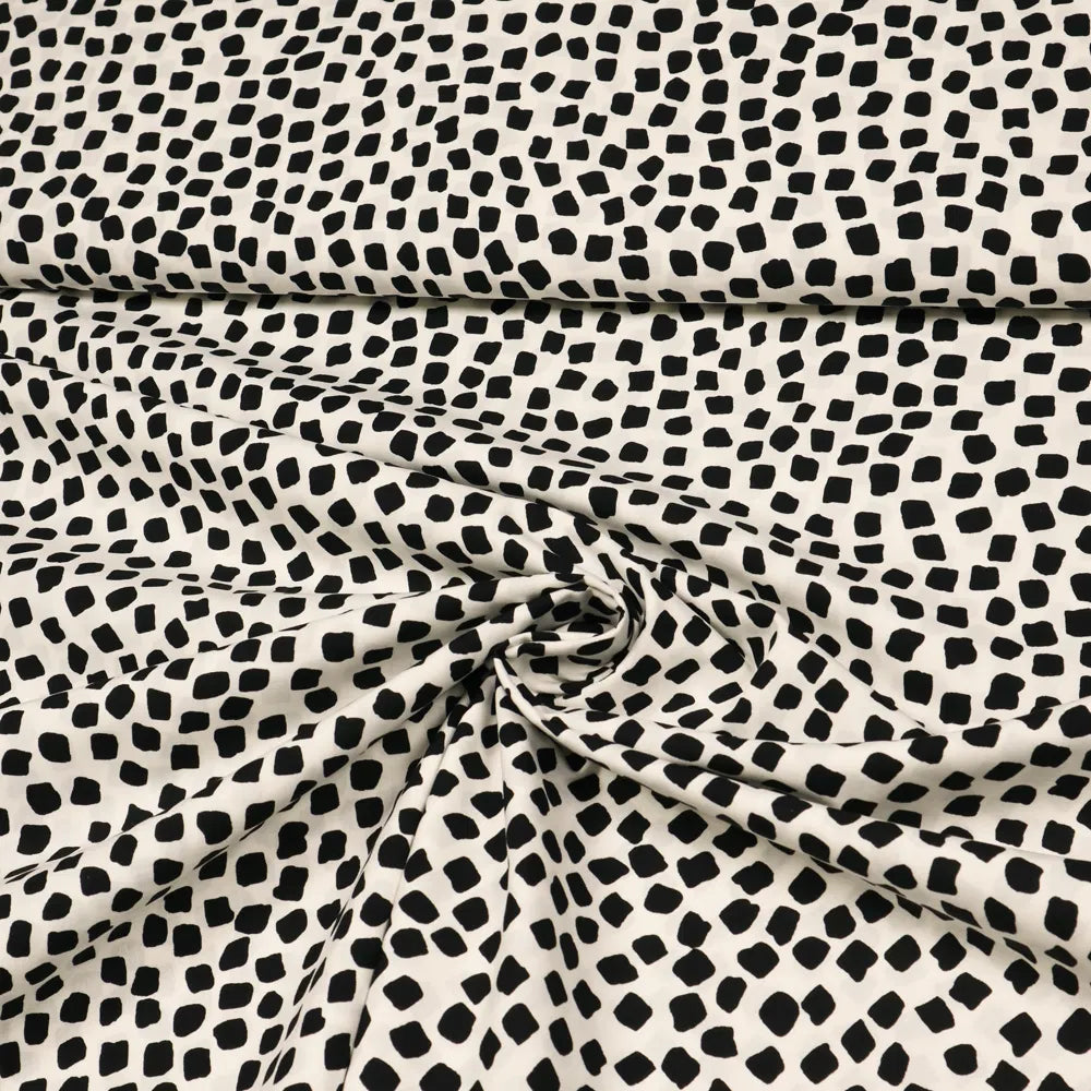 Non. 1388 popeline de coton pierres noir | blanc