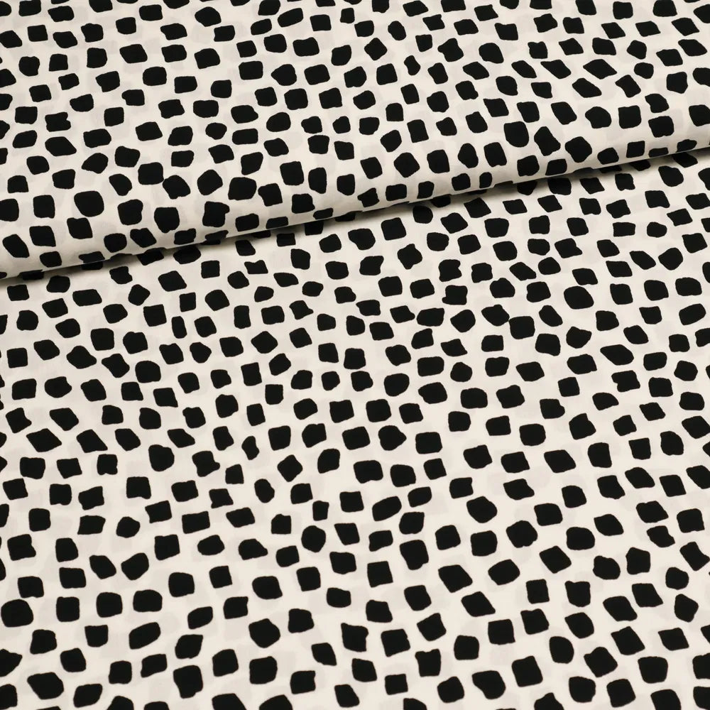 Non. 1388 popeline de coton pierres noir | blanc