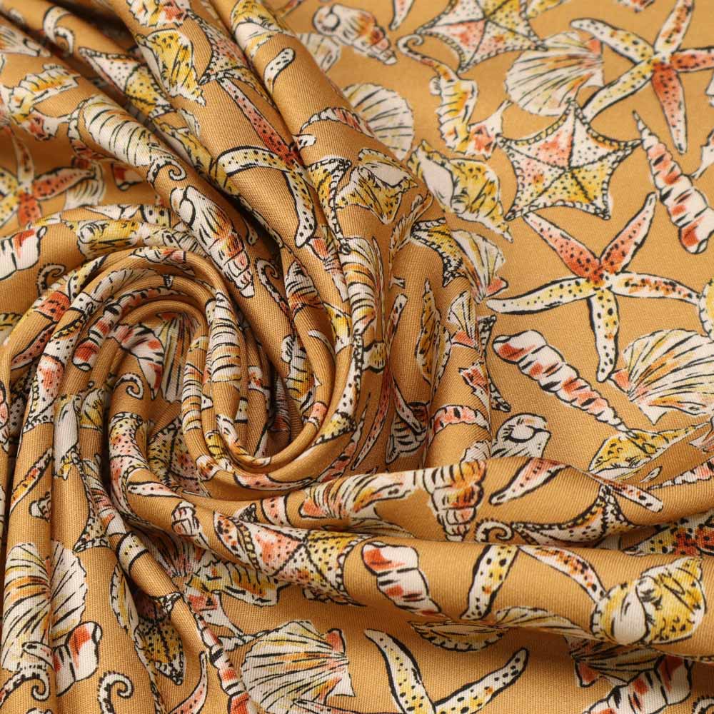 No. 1774 Viskose Twill Muscheln & Seesterne
