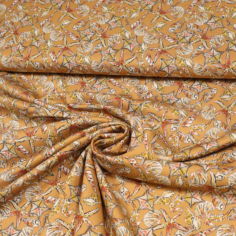 No. 1774 Viskose Twill Muscheln & Seesterne