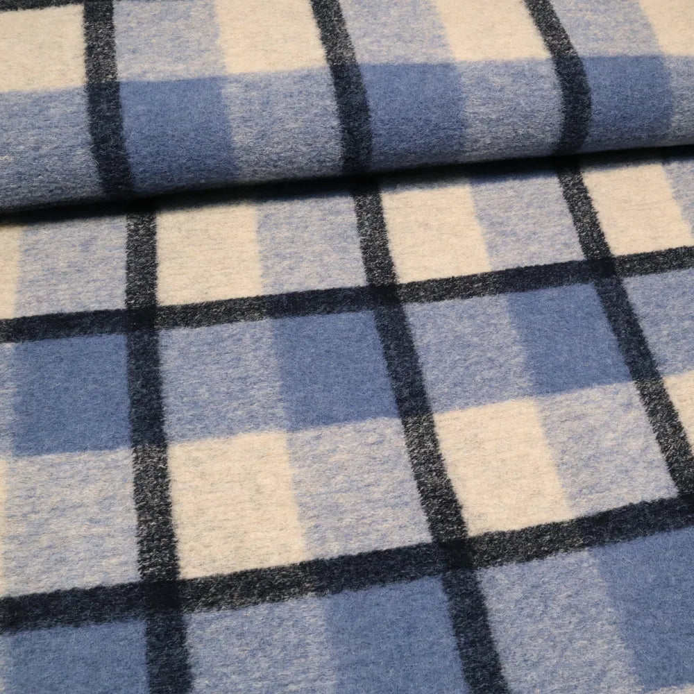 No. 1448 Wollstoff Karo blau | wollweiss