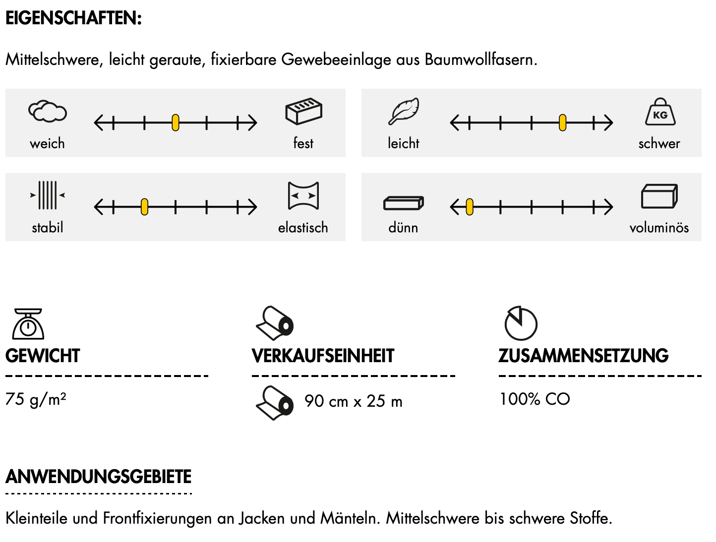 fabric interlining Vlieseline ® G 740 black 