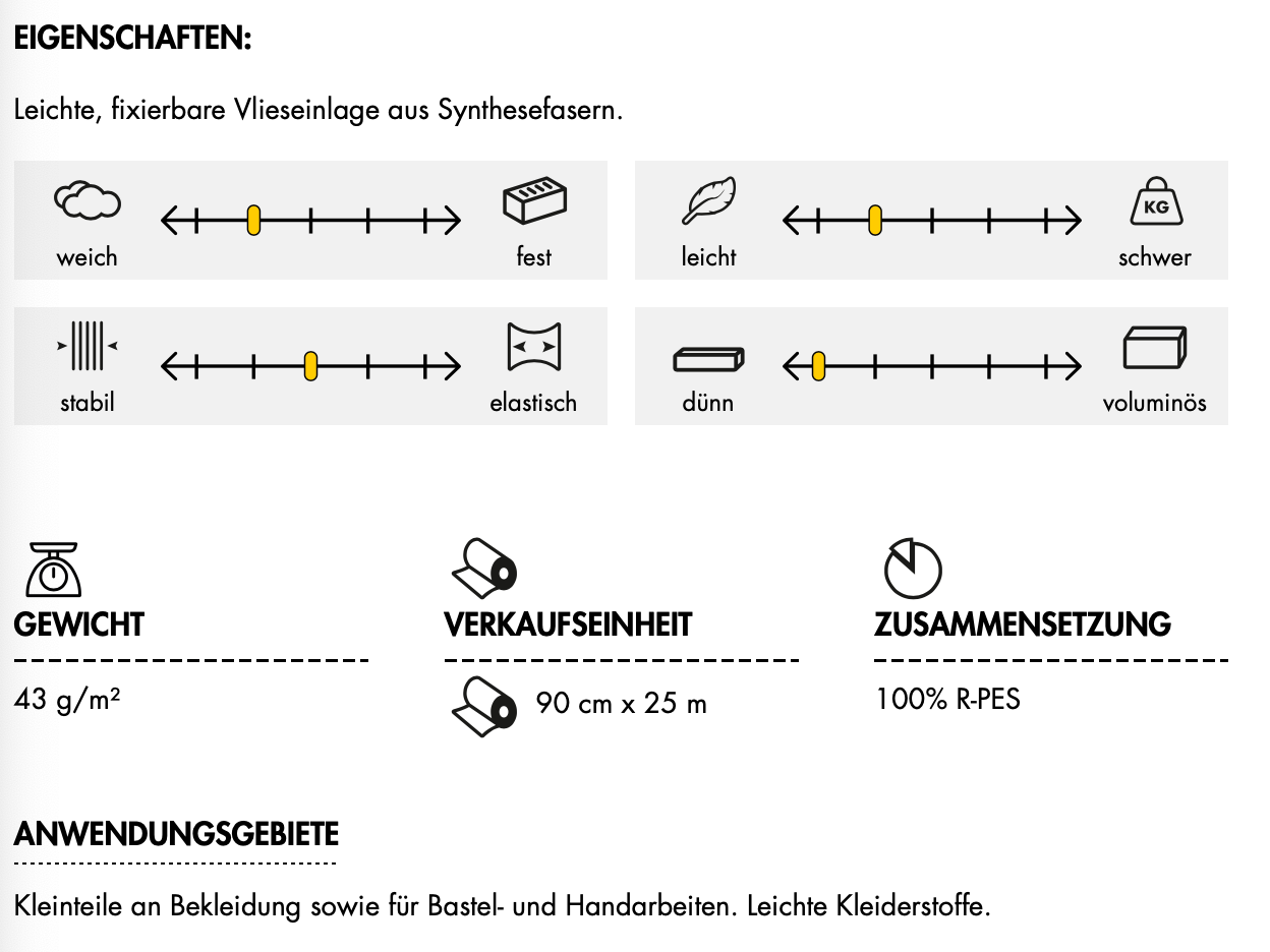 Gewebeeinlage Vlieseline ® F220 schwarz